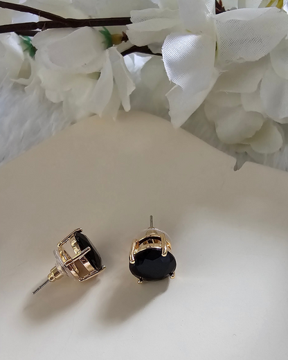 Black Gemstone Stud Earrings