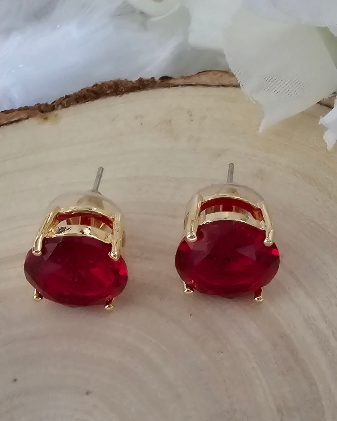 Red Gemstone Stud Earrings