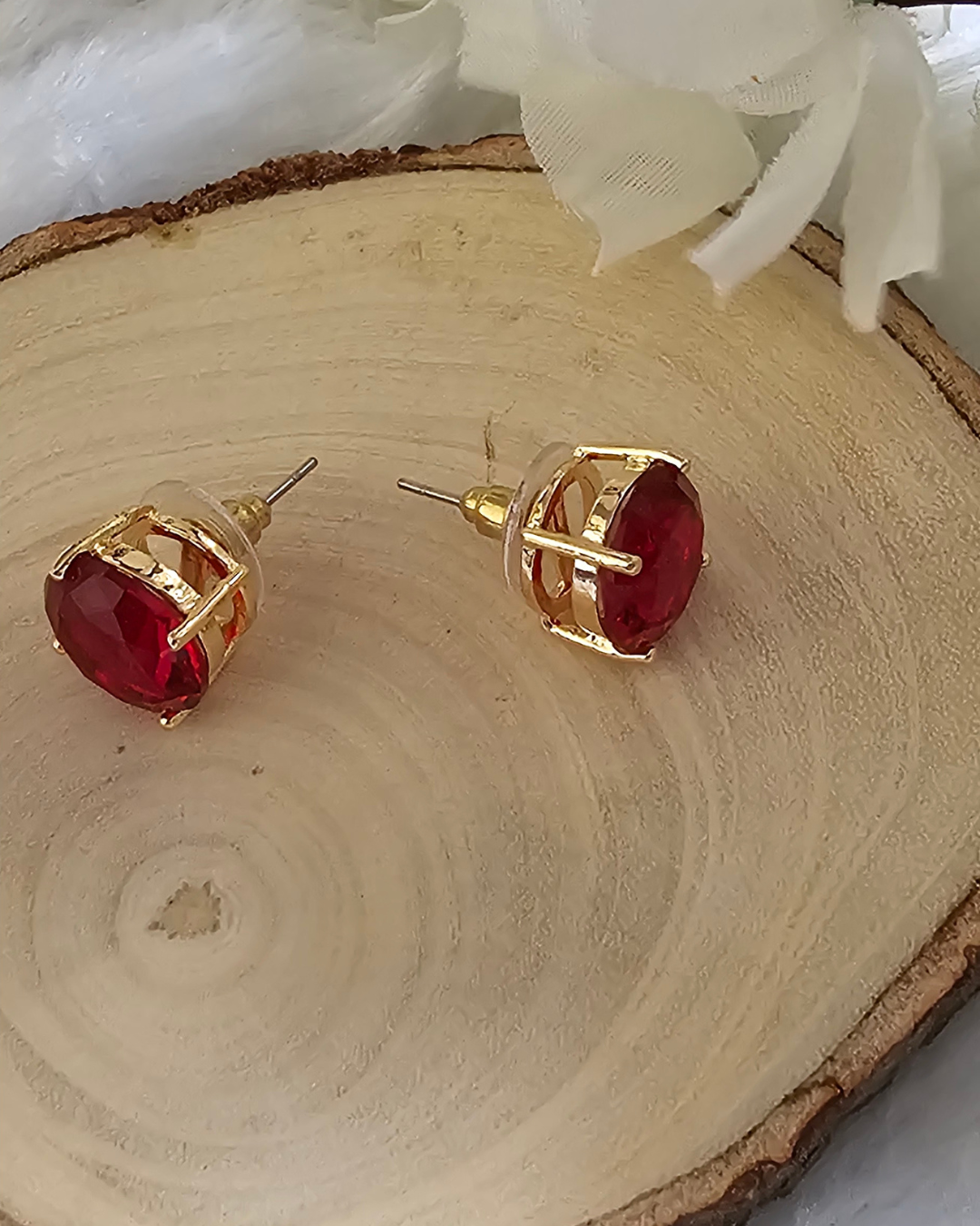 Red Gemstone Stud Earrings