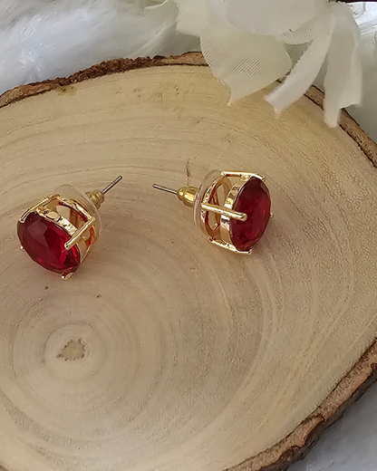 Red Gemstone Stud Earrings