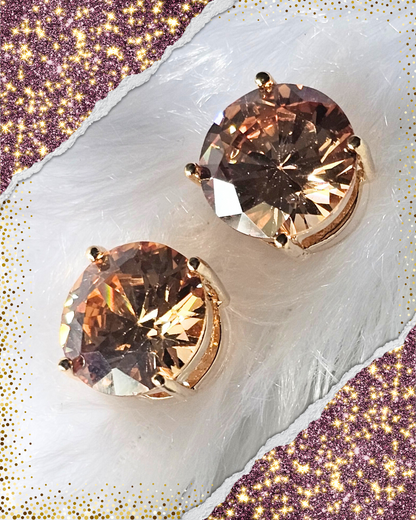 Champagne-Hued Crystal Stud Earrings