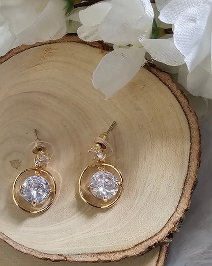 Crystal Drop Earrings with Gold-Toned Frame