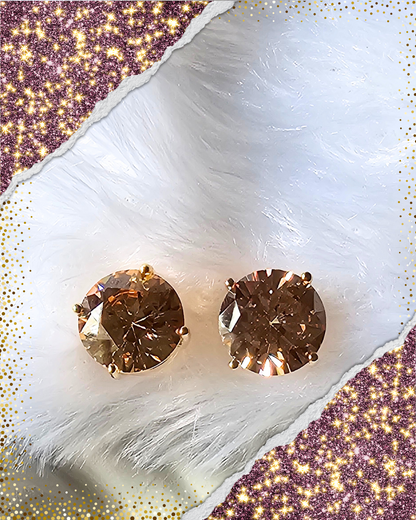 Champagne-Hued Crystal Stud Earrings