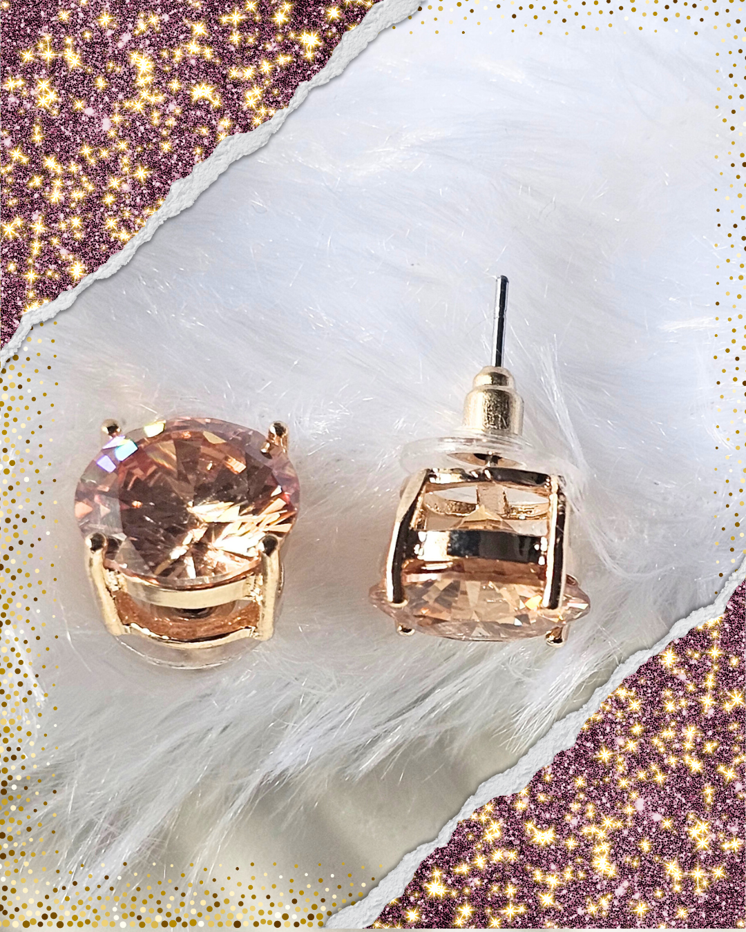 Champagne-Hued Crystal Stud Earrings