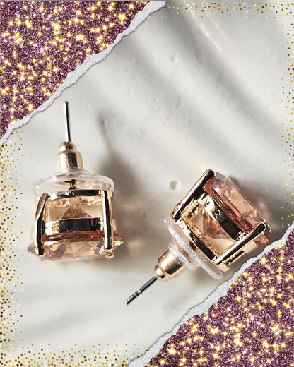 Champagne-Hued Crystal Stud Earrings