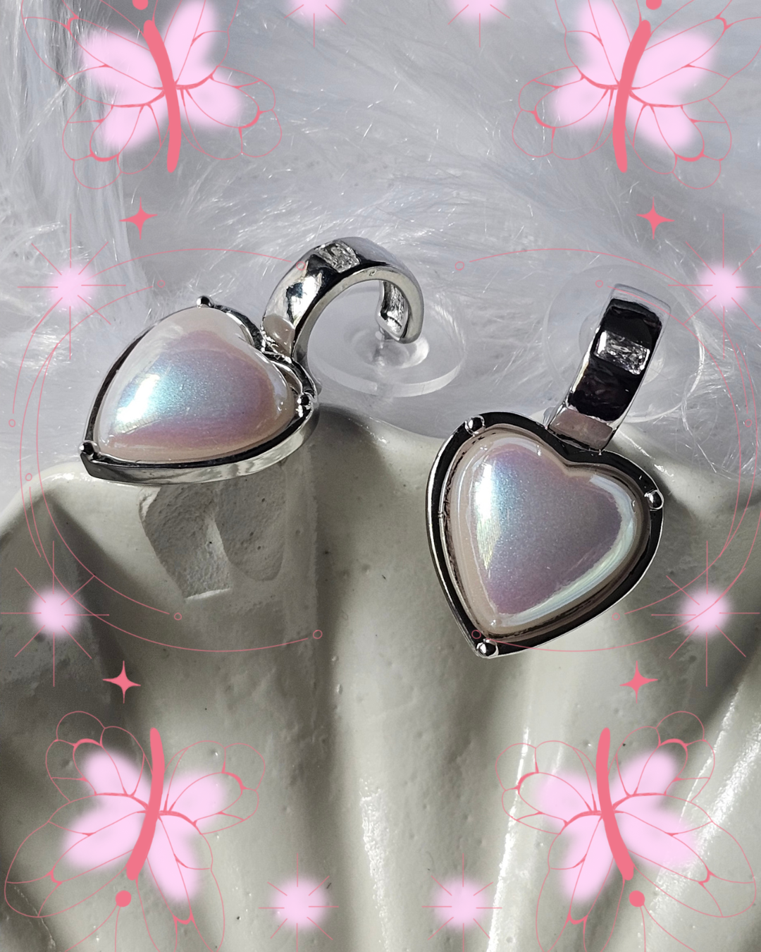 White Heart Drop Earrings