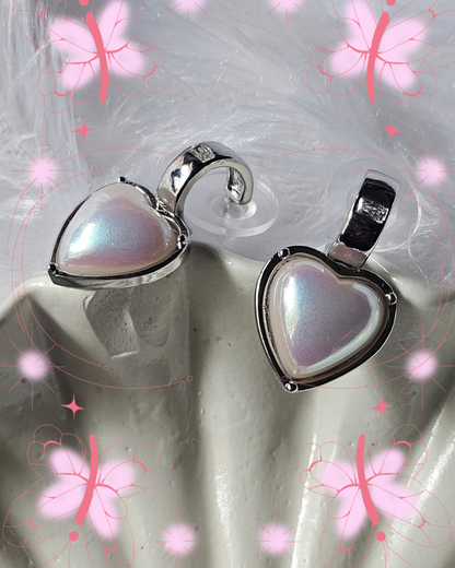 White Heart Drop Earrings