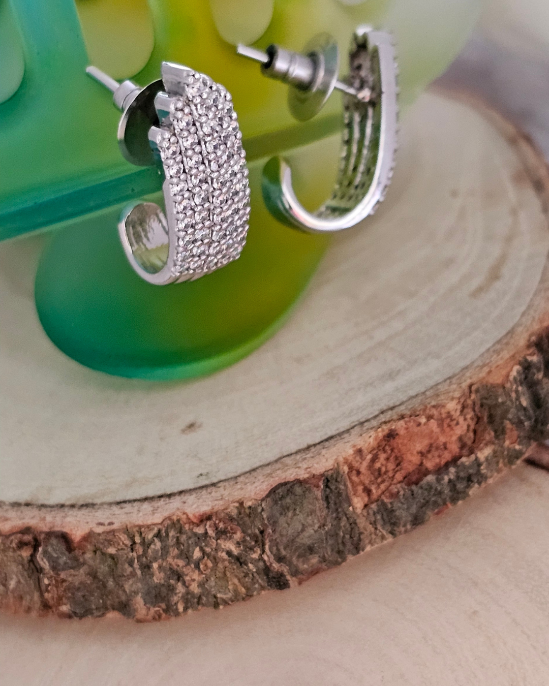 Silver-Tone Zirconia Pavé Statement Earrings