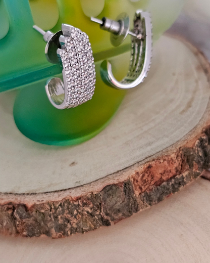 Silver-Tone Zirconia Pavé Statement Earrings