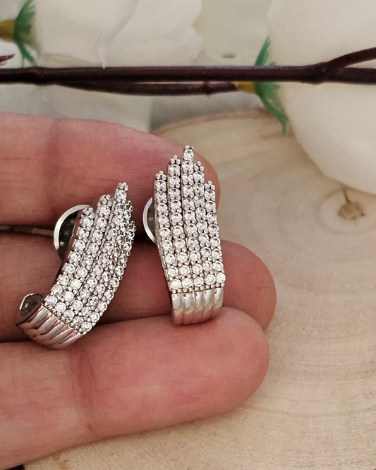 Silver-Tone Zirconia Pavé Statement Earrings