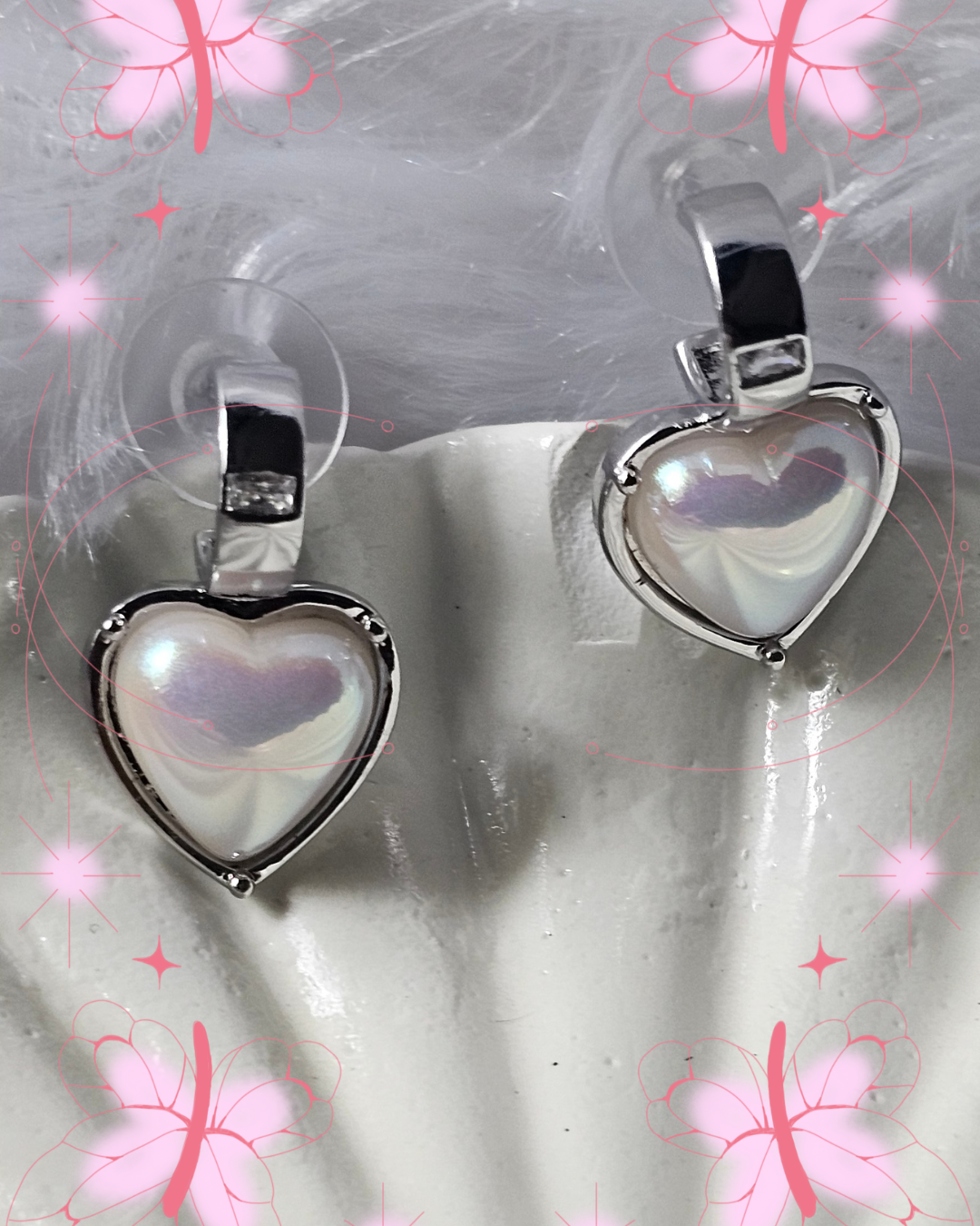 White Heart Drop Earrings