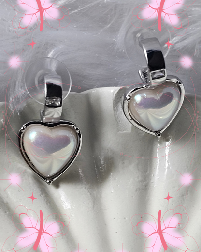 White Heart Drop Earrings