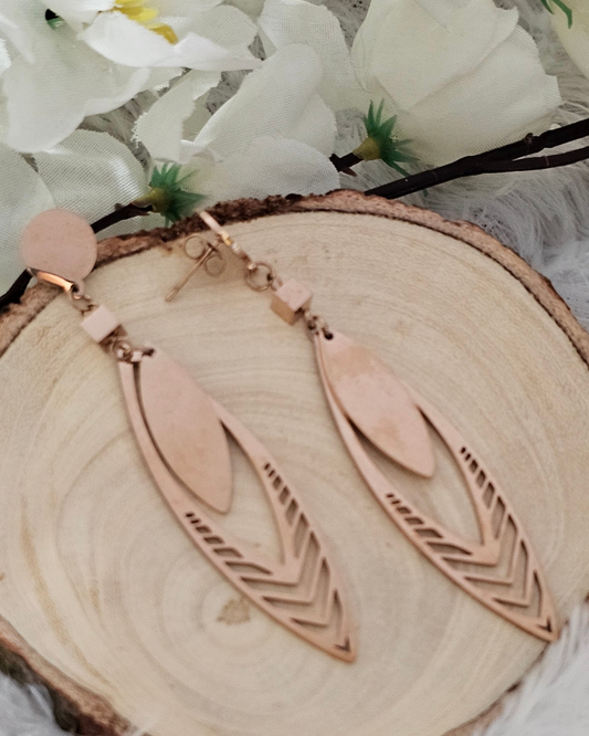 Rose Gold Geometric Drop Earrings