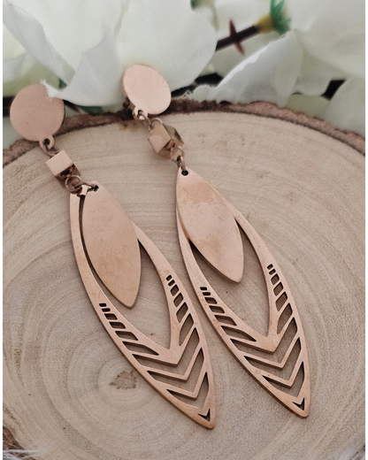 Rose Gold Geometric Drop Earrings