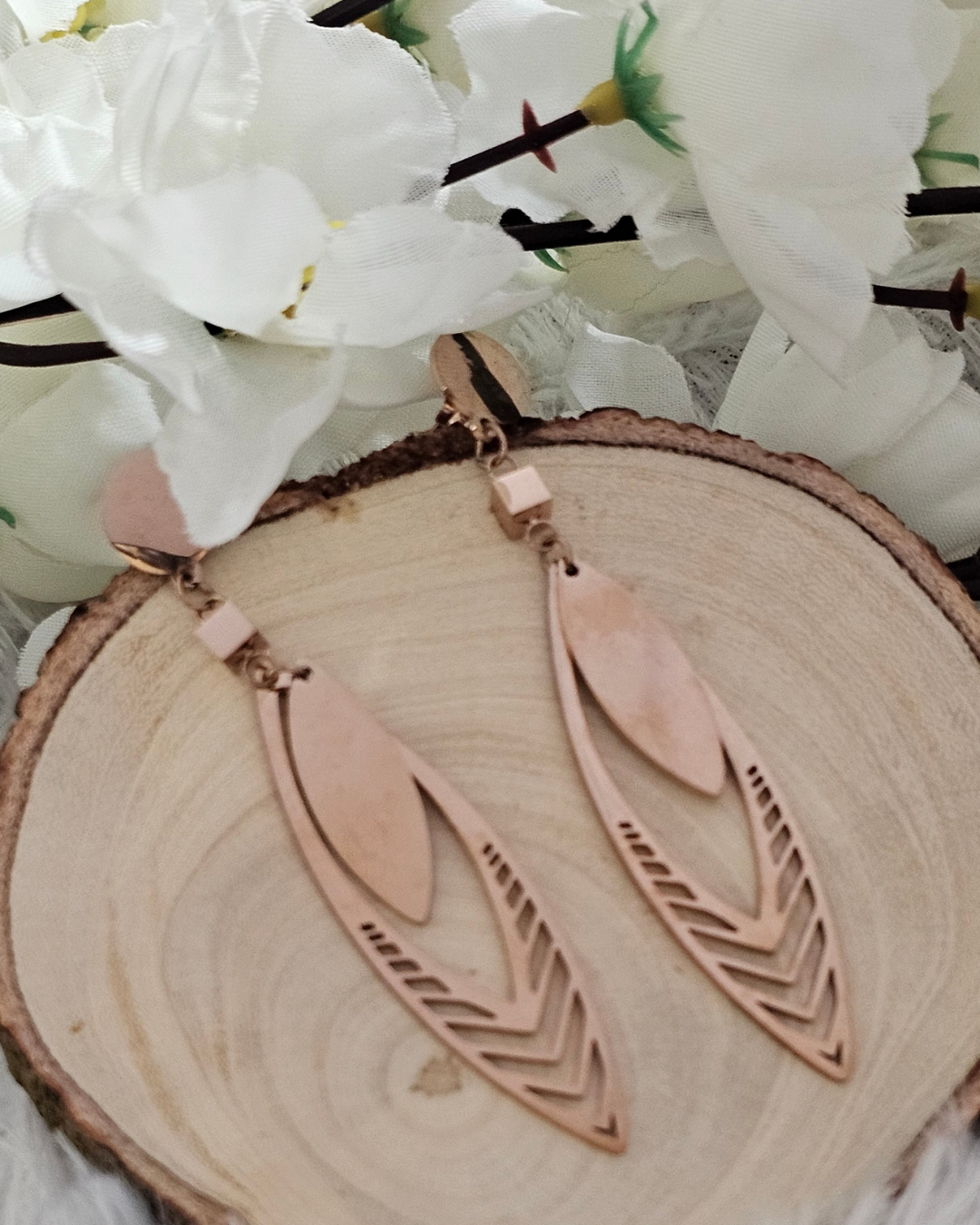 Rose Gold Geometric Drop Earrings