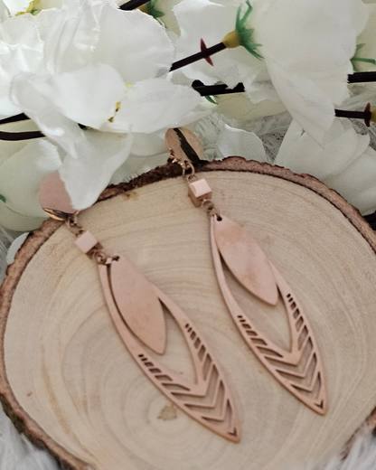 Rose Gold Geometric Drop Earrings