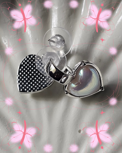 White Heart Drop Earrings