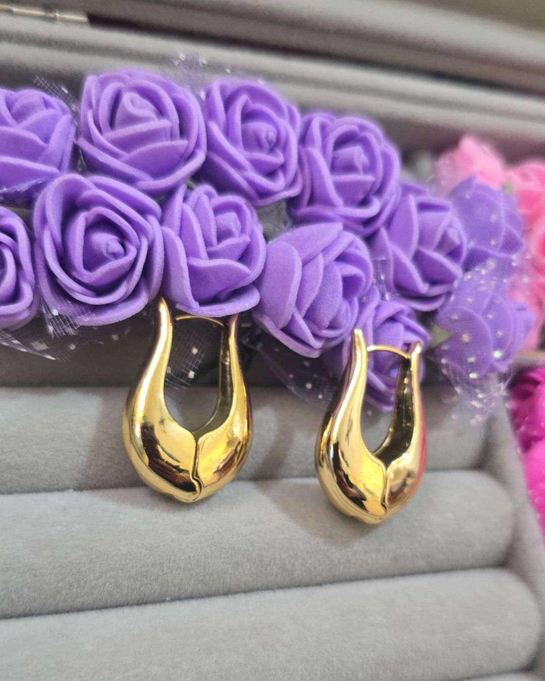 Anti-Tarnish Gold-Tone Sculpted Statement Hoop Earrings