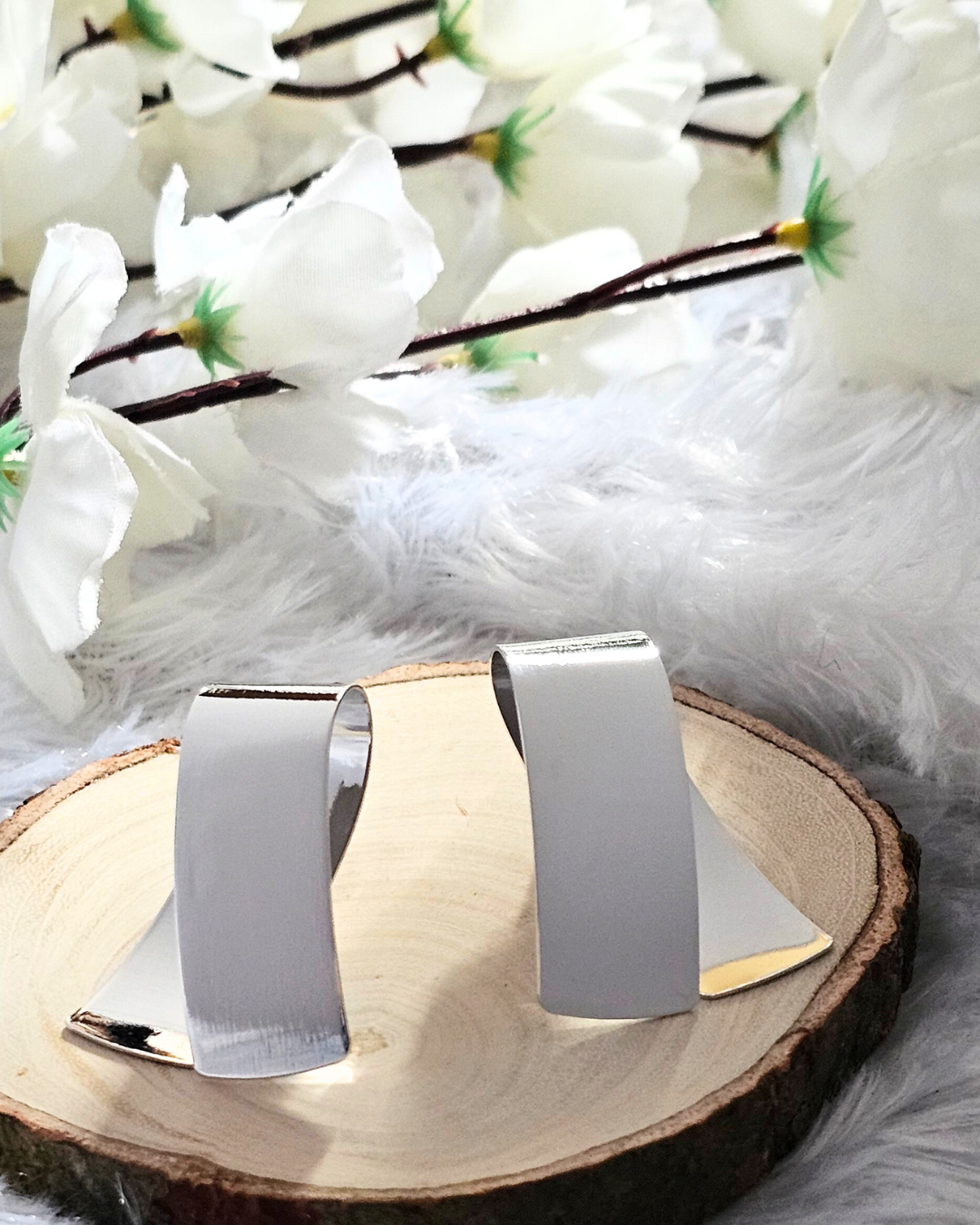 Modern Silver-Tone Abstract Earrings