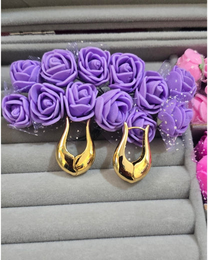 Anti-Tarnish Gold-Tone Sculpted Statement Hoop Earrings
