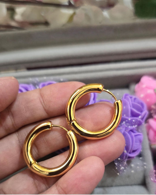 Anti-Tarnish Gold-Tone Classic Chunky Hoop Earrings