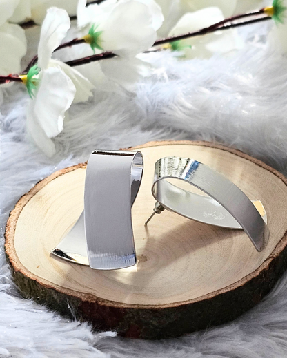 Modern Silver-Tone Abstract Earrings