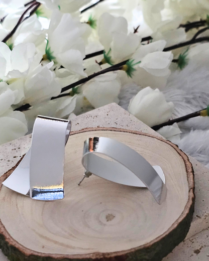 Modern Silver-Tone Abstract Earrings