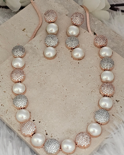 Luxurious Pearl and Crystal Pave Necklace