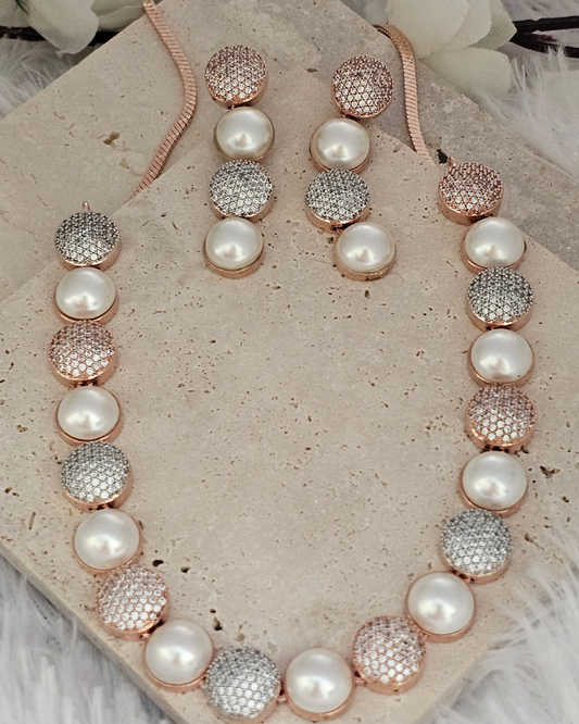 Luxurious Pearl and Crystal Pave Necklace