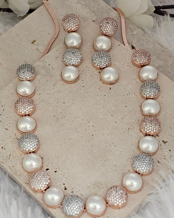 Luxurious Pearl and Crystal Pave Necklace
