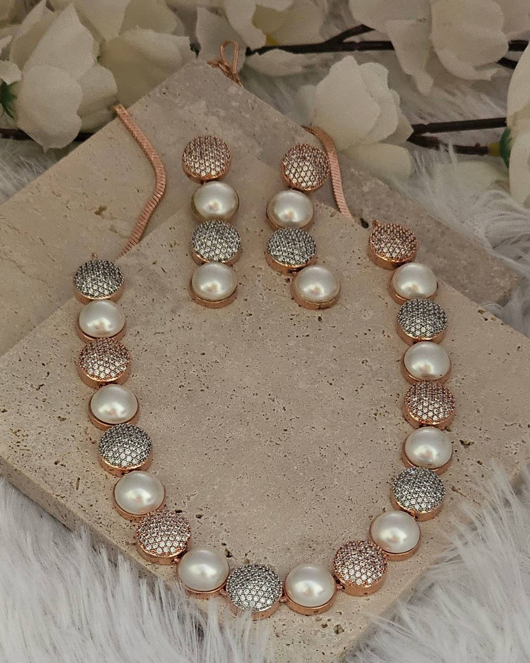 Luxurious Pearl and Crystal Pave Necklace