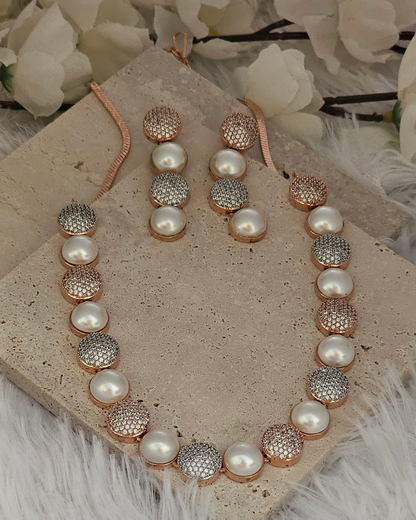 Luxurious Pearl and Crystal Pave Necklace
