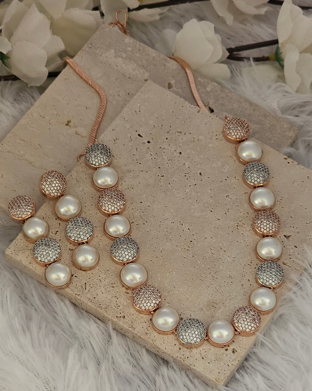Luxurious Pearl and Crystal Pave Necklace