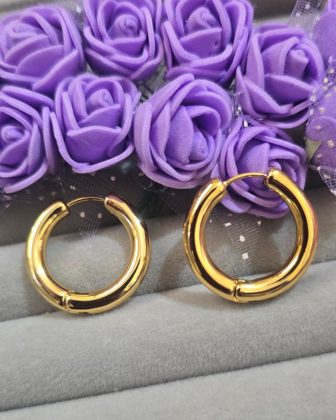 Anti-Tarnish Gold-Tone Classic Chunky Hoop Earrings