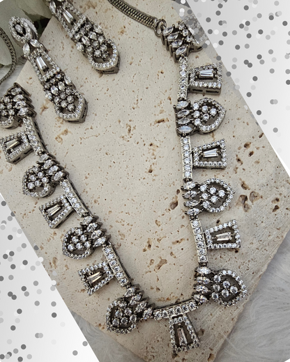 Vintage-Inspired Crystal Statement Necklace and Earring Set