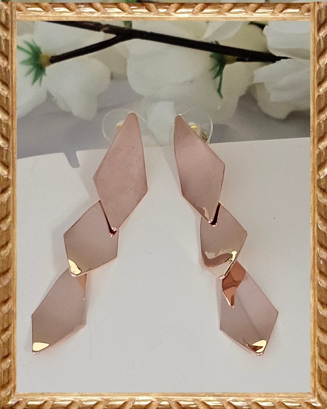 Elegant Geometric Rose Gold Earrings