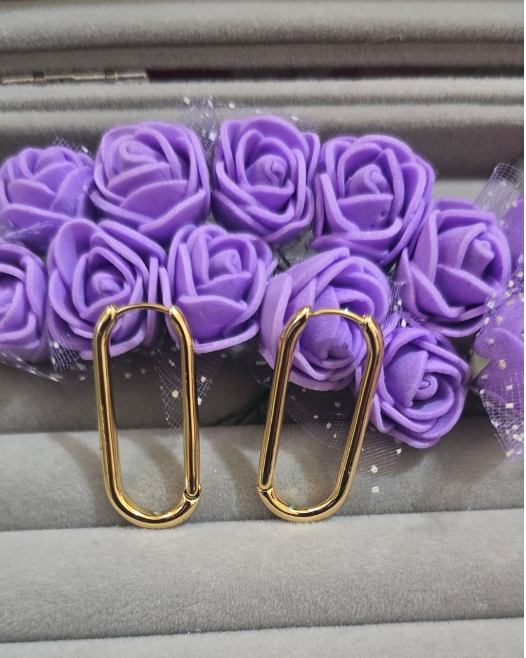 Anti-Tarnish Gold-Tone Elongated U-Shaped Hoop Earrings
