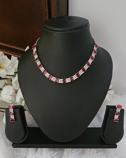 Ruby Red Radiance Necklace and Earring Set
