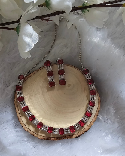 Ruby Red Radiance Necklace and Earring Set