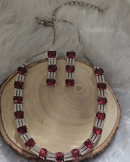 Ruby Red Radiance Necklace and Earring Set