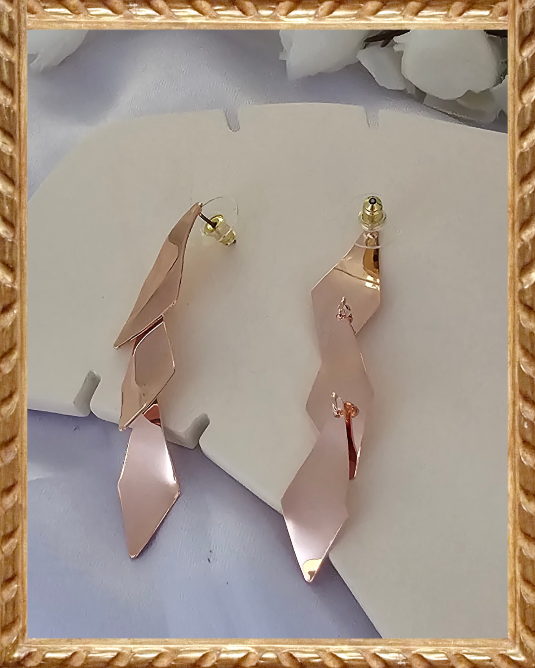 Elegant Geometric Rose Gold Earrings