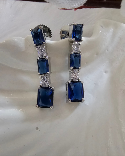 Midnight Blue and Crystal Y-Drop Necklace and Earring Set