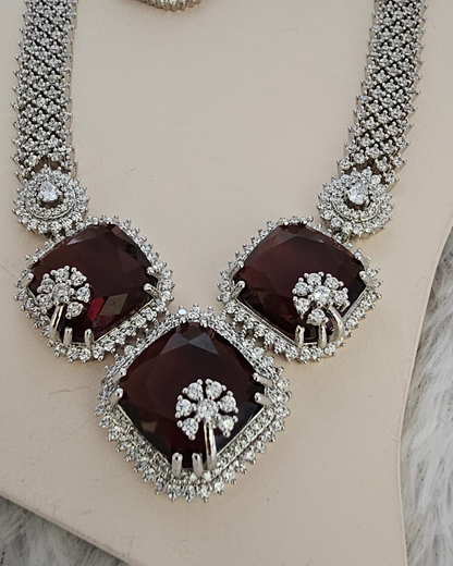 Gorgeous Deep Brown Garnet and Diamond Accent Necklace and Earring Set