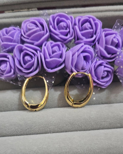 Anti-Tarnish Gold-Tone Oval Sculpted Hoop Earrings