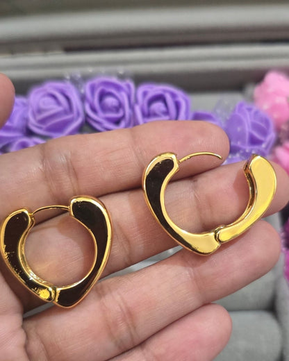 Anti-Tarnish Gold-Tone Sculpted Open Hoop Earrings