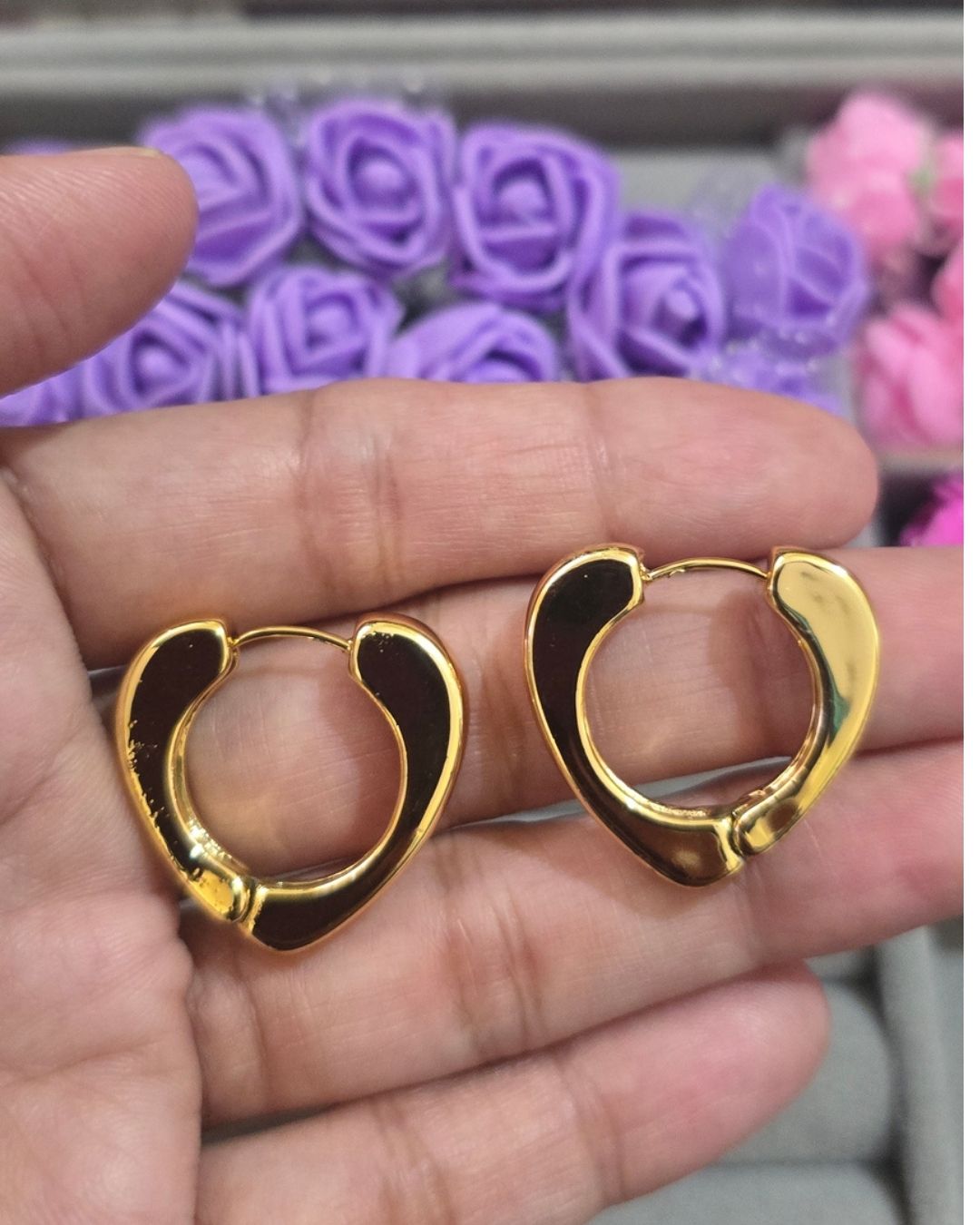 Anti-Tarnish Gold-Tone Sculpted Open Hoop Earrings