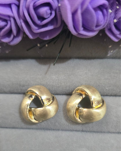 Matte Gold Intertwined Knot Stud Earrings