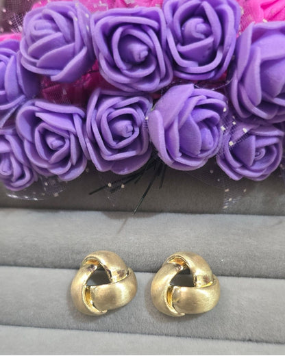 Matte Gold Intertwined Knot Stud Earrings
