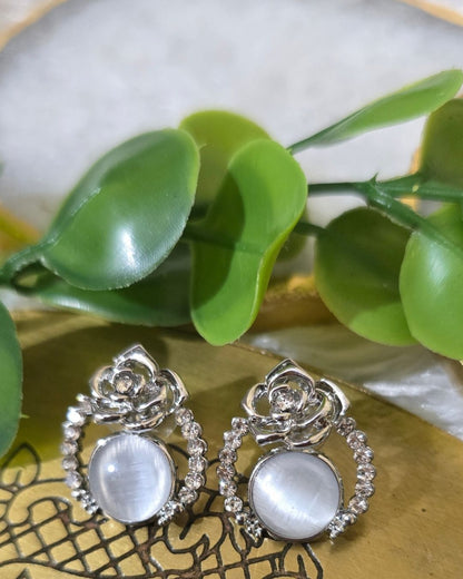 Silver-Tone Floral Stud Earrings