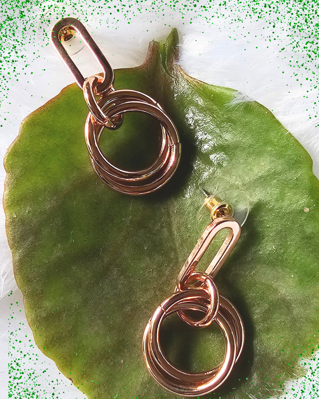 Chic Rose Gold Double Hoop Drop Earrings